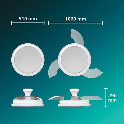 Philips - LED stropno svjetlo s ventilatorom BLISS, s mogućnošću prigušivanja, LED/35W/230V, bijelo + daljinski upravljač