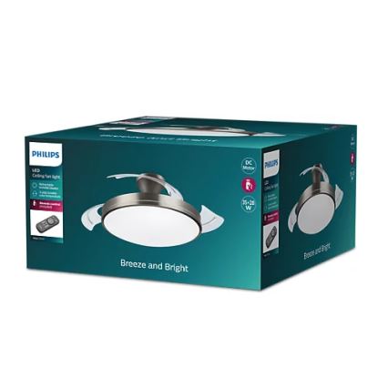 Philips - LED stropna svjetiljka s ventilatorom BLISS LED/35W/230V 5500/4000/2700K nikl + daljinski upravljač