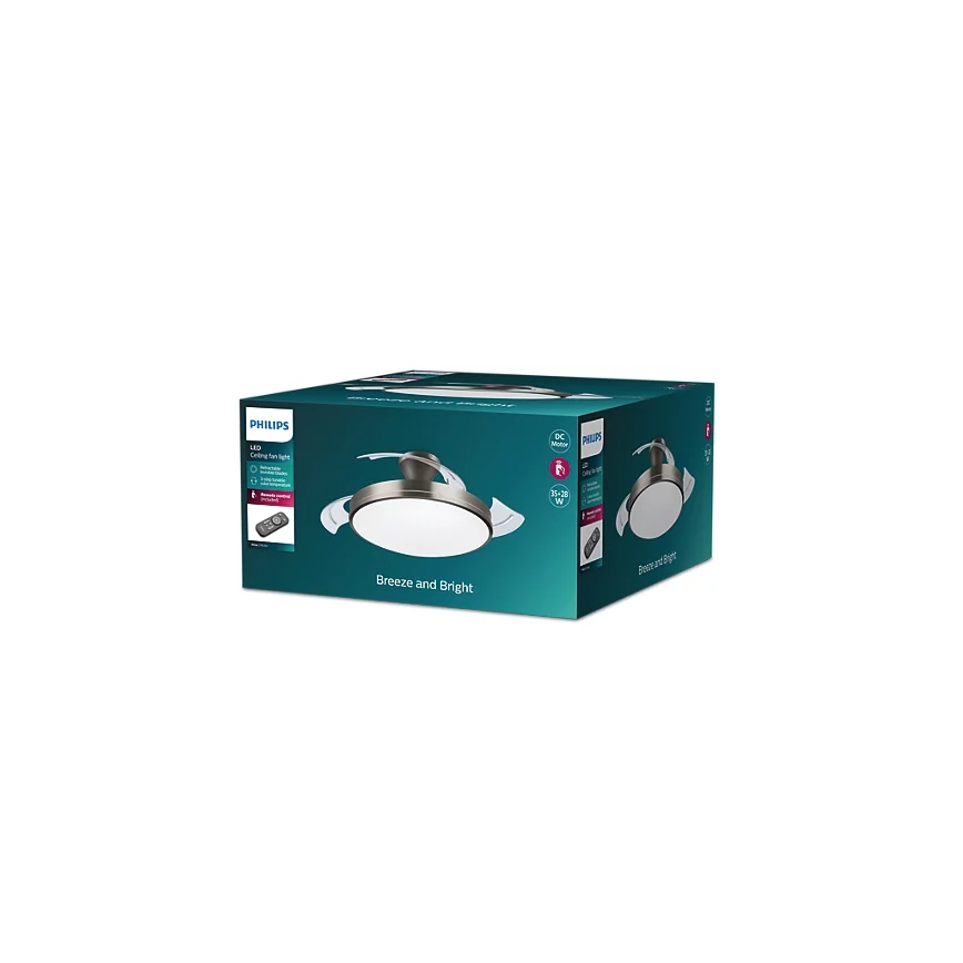 Philips - LED stropna svjetiljka s ventilatorom BLISS LED/35W/230V 5500/4000/2700K nikl + daljinski upravljač
