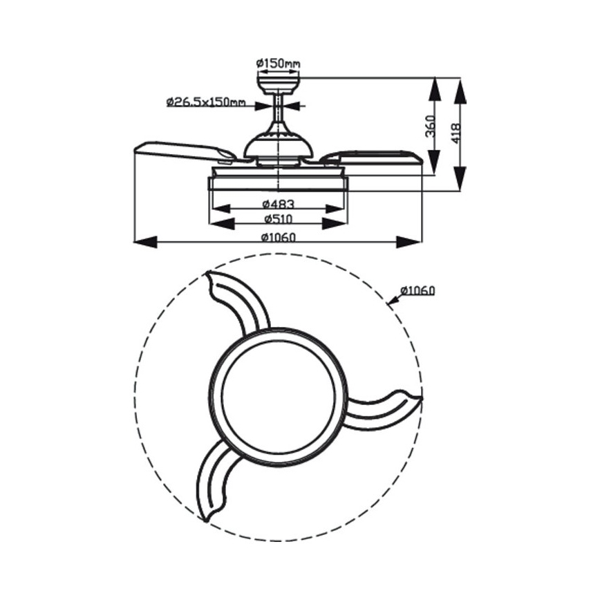 Philips - LED Stropni ventilator LED/35W/230V 5500/4000/3000K crna + daljinski upravljač