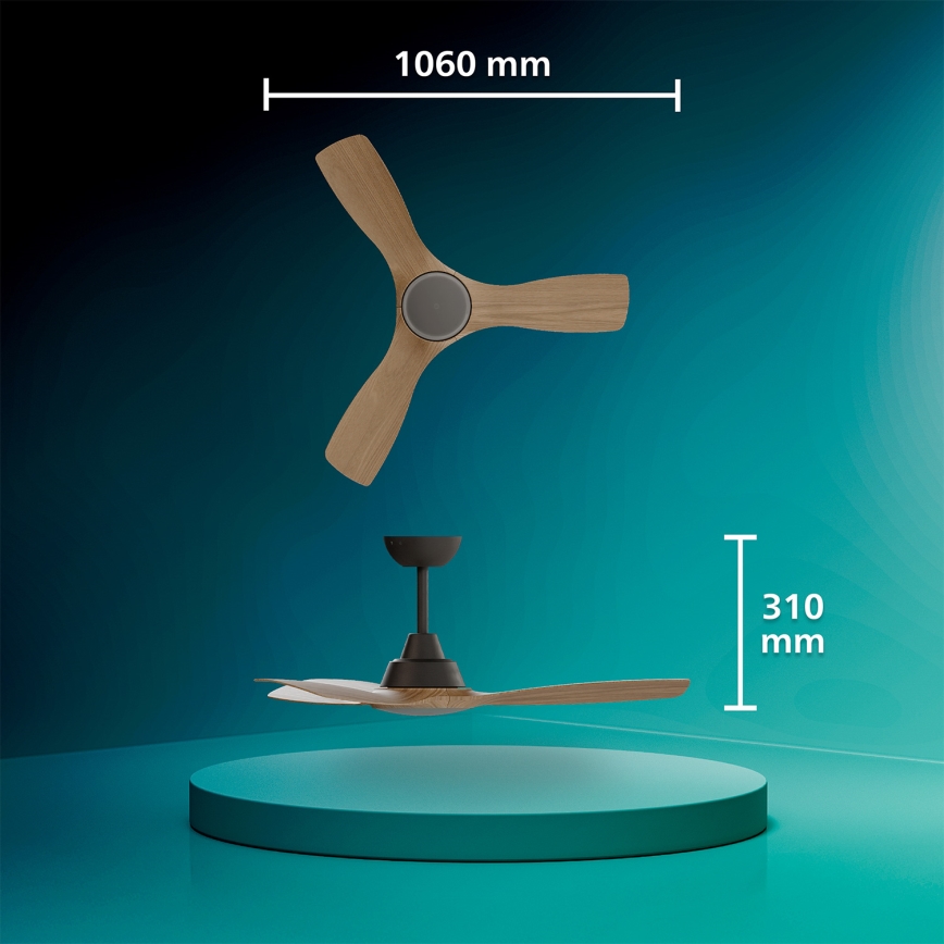 Philips - LED prigušivi stropni ventilator OLAS LED/24W/230V Ø 106 cm crna/smeđa + daljinski upravljač