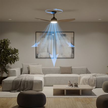 Philips - LED stropni ventilator s prigušivanjem OLAS LED/24W/230V Ø 132 cm crna/smeđa + daljinski upravljač