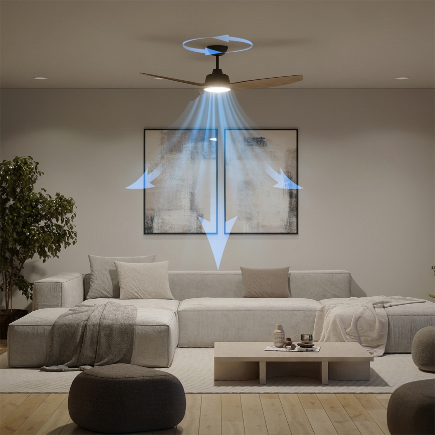 Philips - LED stropni ventilator s prigušivanjem OLAS LED/24W/230V Ø 132 cm crna/smeđa + daljinski upravljač