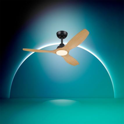Philips - LED stropni ventilator s prigušivanjem OLAS LED/24W/230V Ø 132 cm crna/smeđa + daljinski upravljač