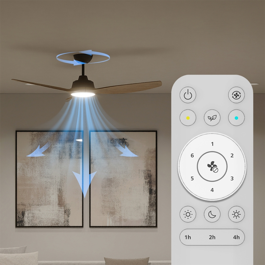 Philips - LED stropni ventilator s prigušivanjem OLAS LED/24W/230V Ø 132 cm crna/smeđa + daljinski upravljač