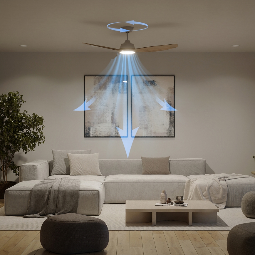 Philips - LED stropni ventilator s prigušivim osvjetljenjem OLAS LED/24W/230V promjer 132 cm bijela/smeđa + daljinski upravljač