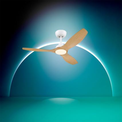 Philips - LED stropni ventilator s prigušivim osvjetljenjem OLAS LED/24W/230V promjer 132 cm bijela/smeđa + daljinski upravljač