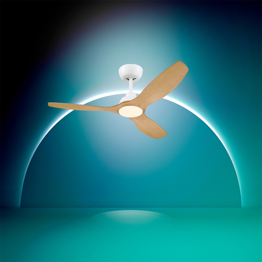 Philips - LED stropni ventilator s prigušivim osvjetljenjem OLAS LED/24W/230V promjer 132 cm bijela/smeđa + daljinski upravljač