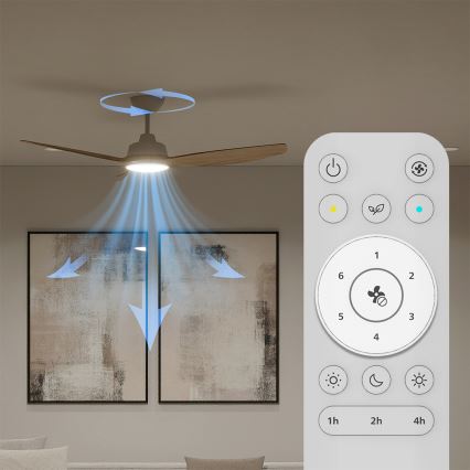 Philips - LED stropni ventilator s prigušivim osvjetljenjem OLAS LED/24W/230V promjer 132 cm bijela/smeđa + daljinski upravljač