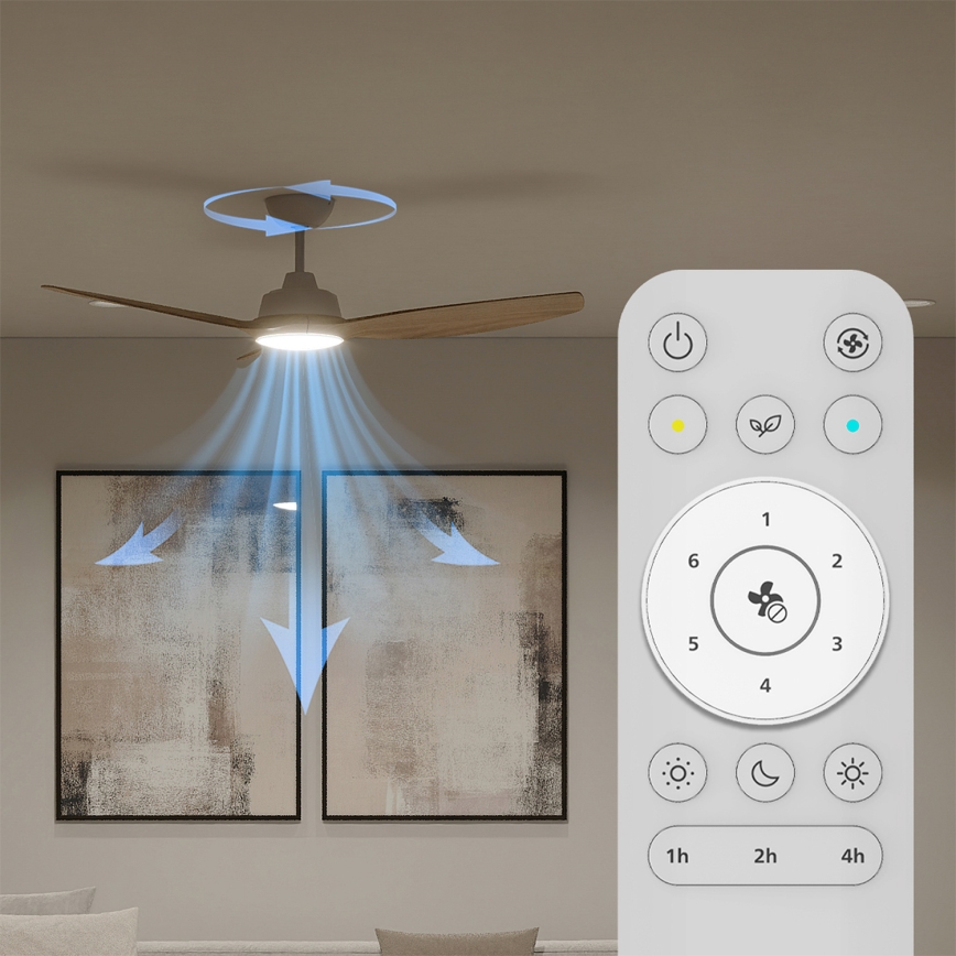 Philips - LED stropni ventilator s prigušivim osvjetljenjem OLAS LED/24W/230V promjer 132 cm bijela/smeđa + daljinski upravljač
