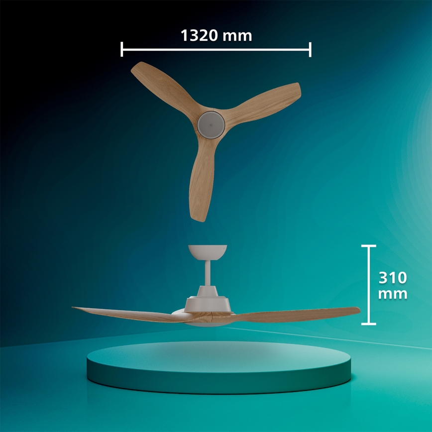 Philips - LED stropni ventilator s prigušivim osvjetljenjem OLAS LED/24W/230V promjer 132 cm bijela/smeđa + daljinski upravljač