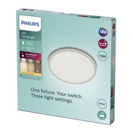 Philips - LED Stropna svjetiljka za kupaonicu SCENE SWITCH LED/15W/230V IP44 2700K