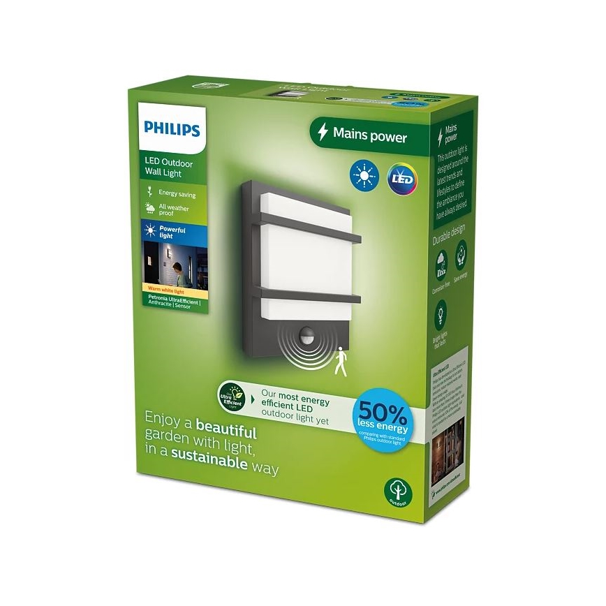 Philips - LED Vanjska zidna svjetiljka sa senzorom PETRONIA LED/3,8W/230V IP44
