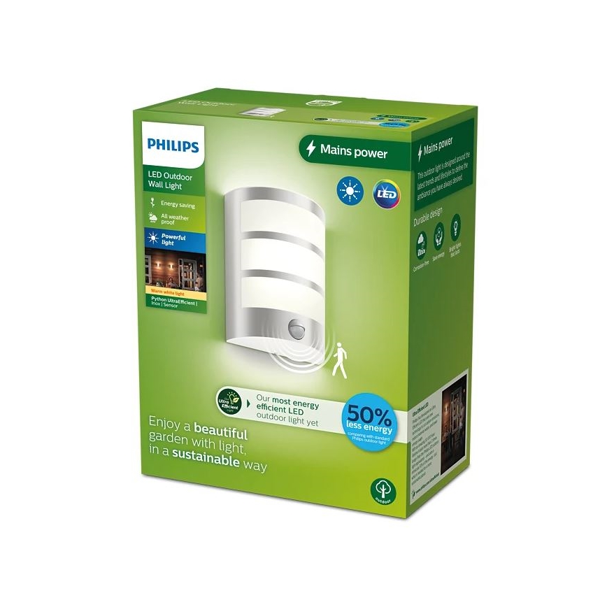 Philips - LED Vanjska zidna svjetiljka sa senzorom PYTHON LED/3,8W/230V IP44