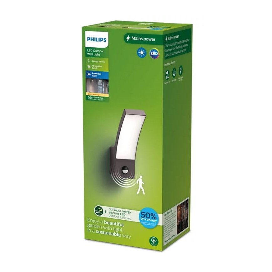 Philips - LED Vanjska zidna svjetiljka sa senzorom SPLAY LED/3,8W/230V IP44