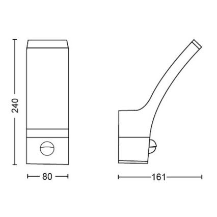 Philips - LED Vanjska zidna svjetiljka sa senzorom SPLAY LED/3,8W/230V IP44