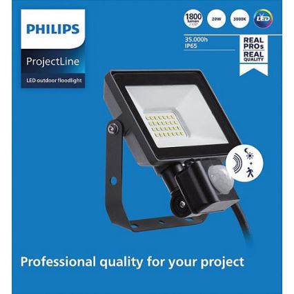 Philips - LED Vanjski reflektor sa senzorom PROJECTLINE LED/20W/230V IP65 3000K