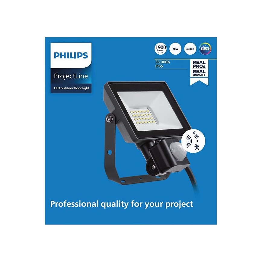 Philips - LED Vanjski reflektor sa senzorom PROJECTLINE LED/20W/230V IP65 4000K