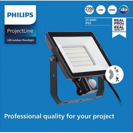 Philips - LED Vanjski reflektor sa senzorom PROJECTLINE LED/30W/230V IP65 3000K