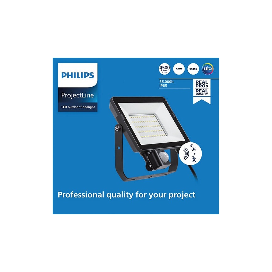 Philips - LED Vanjski reflektor sa senzorom PROJECTLINE LED/50W/230V IP65 3000K