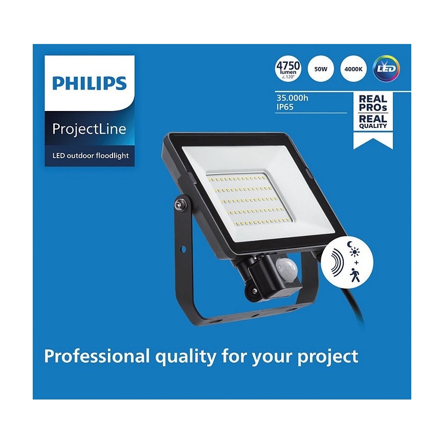 Philips - LED Vanjski reflektor sa senzorom PROJECTLINE LED/50W/230V IP65 4000K