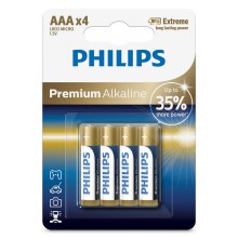Philips LR03M4B/10 - 4 kmd Alkalna baterija AAA PREMIUM ALKALINE 1,5V 1320mAh