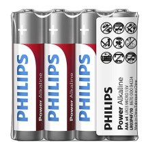 Philips LR03P4F/10 - 4 kmd Alkalna baterija AAA POWER ALKALINE 1,5V 1150mAh
