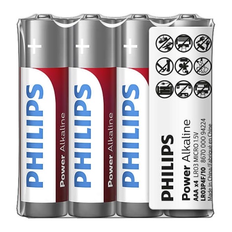 Philips LR03P4F/10 - 4 kmd Alkalna baterija AAA POWER ALKALINE 1,5V