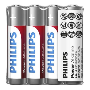 Philips LR03P4F/10 - 4 komada alkalnih baterija AAA POWER ALKALINE 1,5V 1150mAh