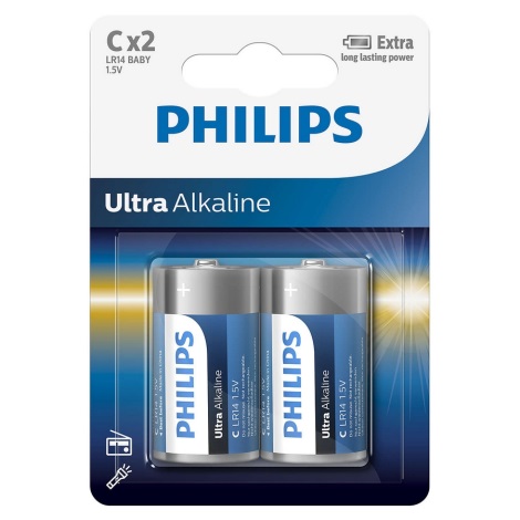Philips LR14E2B/10 - 2 kom Alkalna baterija C ULTRA ALKALINE 1,5V 7500mAh