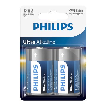 Philips LR20E2B/10 - 2 komada alkalne baterije D ULTRA ALKALINE 1,5V 15000mAh