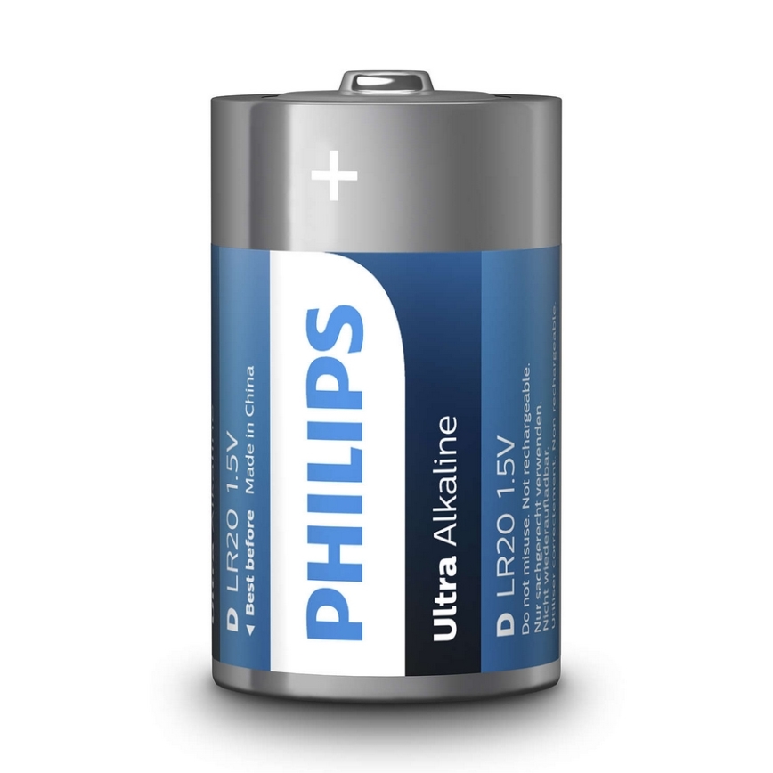 Philips LR20E2B/10 - 2 komada alkalne baterije D ULTRA ALKALINE 1,5V 15000mAh
