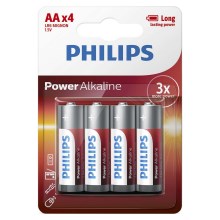 Philips LR6P4B/10 - 4 kmd Alkalna baterija AA POWER ALKALINE 1,5V 2600mAh