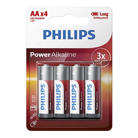 Philips LR6P4B/10 - 4 kmd Alkalna baterija AA POWER ALKALINE 1,5V