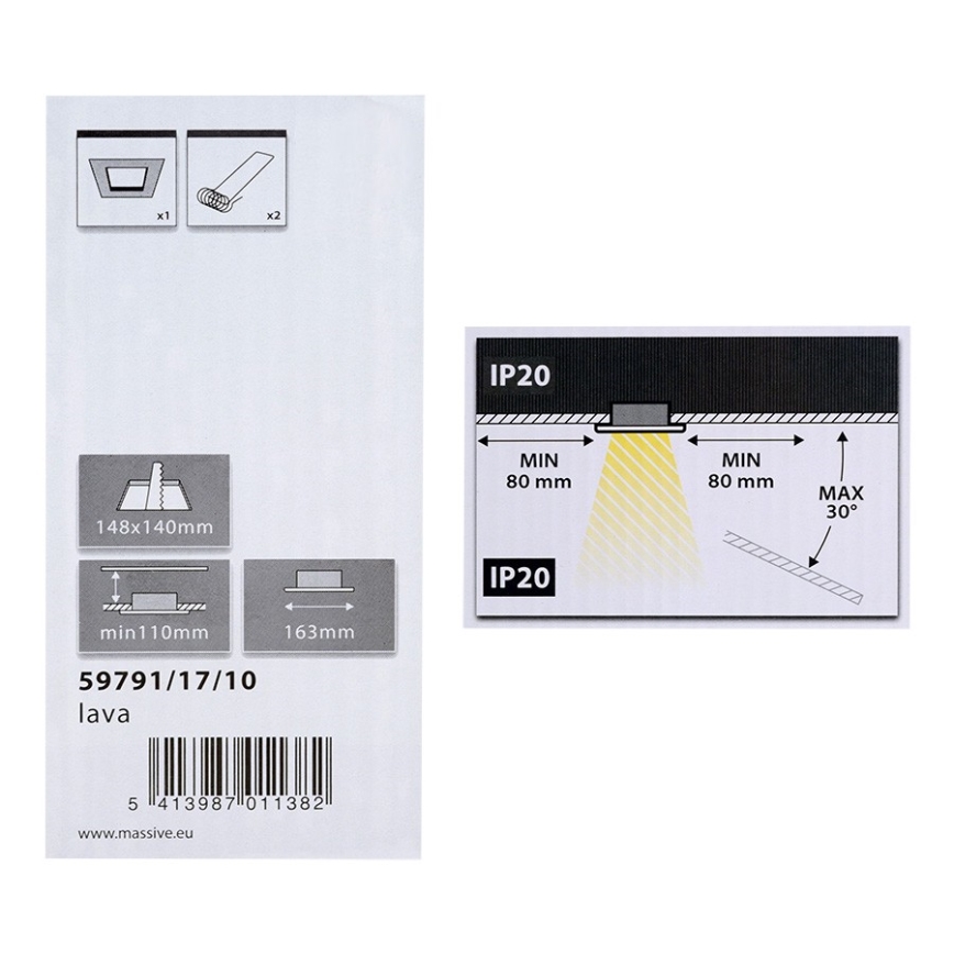 Philips Massive 59791/17/10 - Ugradna svjetiljka LAVA 2xE27/14W/230V