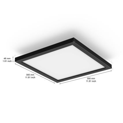 Philips - LED prigušivo stropno svjetlo Hue AURELLE LED/19W/230V 2200-6500K 30x30 cm crno