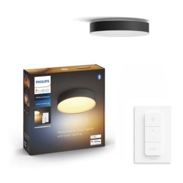Philips - prigušivo LED stropno svjetlo Hue LED/9,6W/230V 2200-6500K Ø 261 mm crno + daljinski upravljač