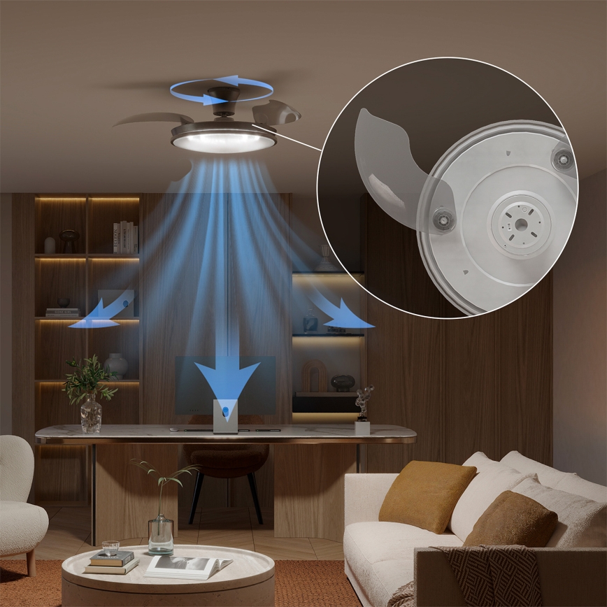 Philips - LED stropna svjetiljka s ventilatorom ATLAS LED/35W/230V s mogućnošću prigušivanja matni krom + daljinski upravljač