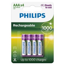Philips R03B4RTU10/10 - 4 kmd Punjiva baterija AAA MULTILIFE NiMH/1,2V/1000 mAh