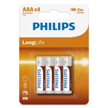 Philips R03L4B/10 - 4 kmd Cink-klorid baterija AAA LONGLIFE 1,5V