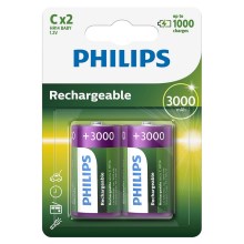 Philips R14B2A300/10 - 2 kom Punjiva baterija C MULTILIFE NiMH/1,2V/3000 mAh