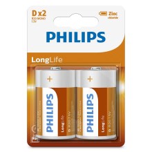 Philips R20L2B/10 - 2 kmd Cink-klorid baterija D LONGLIFE 1,5V