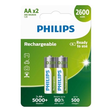 Philips R6B2A260/10 - 2 kom Nabojive AA baterije MULTILIFE NiMH/1,2V/2600 mAh