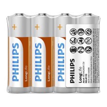 Philips R6L4F/10 - 4 kmd Cink-klorid baterija AA LONGLIFE 1,5V 900mAh