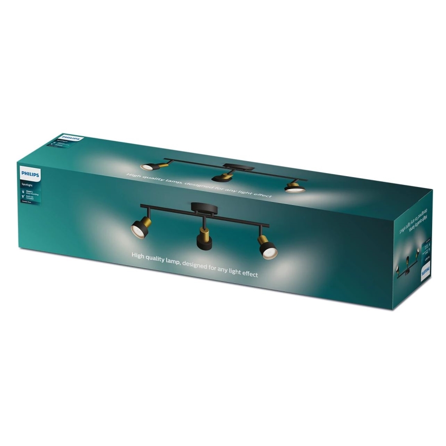 Philips - Reflektorska svjetiljka CONDUIT 3xGU10/5W/230V crna/mesing