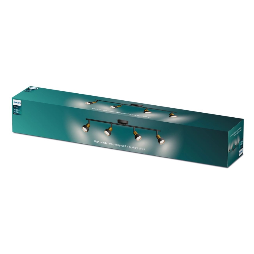 Philips - Reflektorska svjetiljka CONDUIT 4xGU10/5W/230V crna/mesing