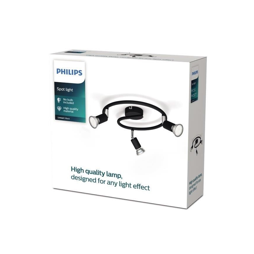 Philips - Reflektorska svjetiljka 3xGU10/50W/230V crna