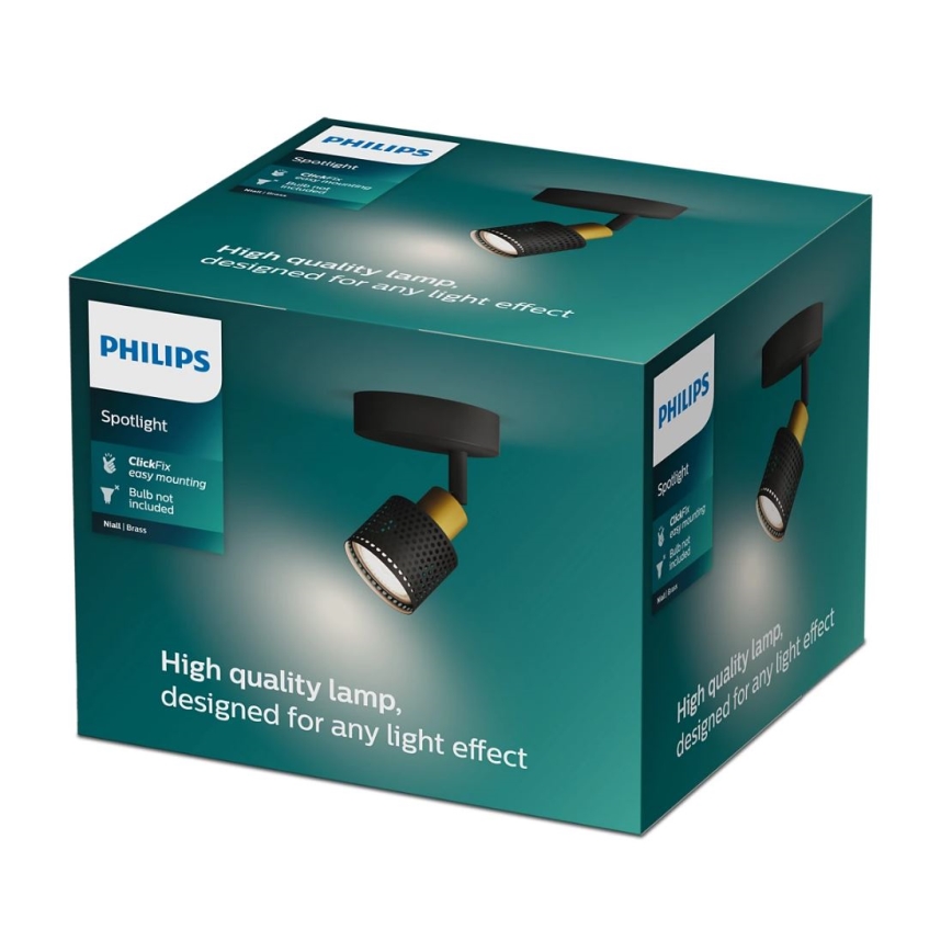 Philips - Reflektorska svjetiljka NIALL 1xGU10/5W/230V crna/mesing