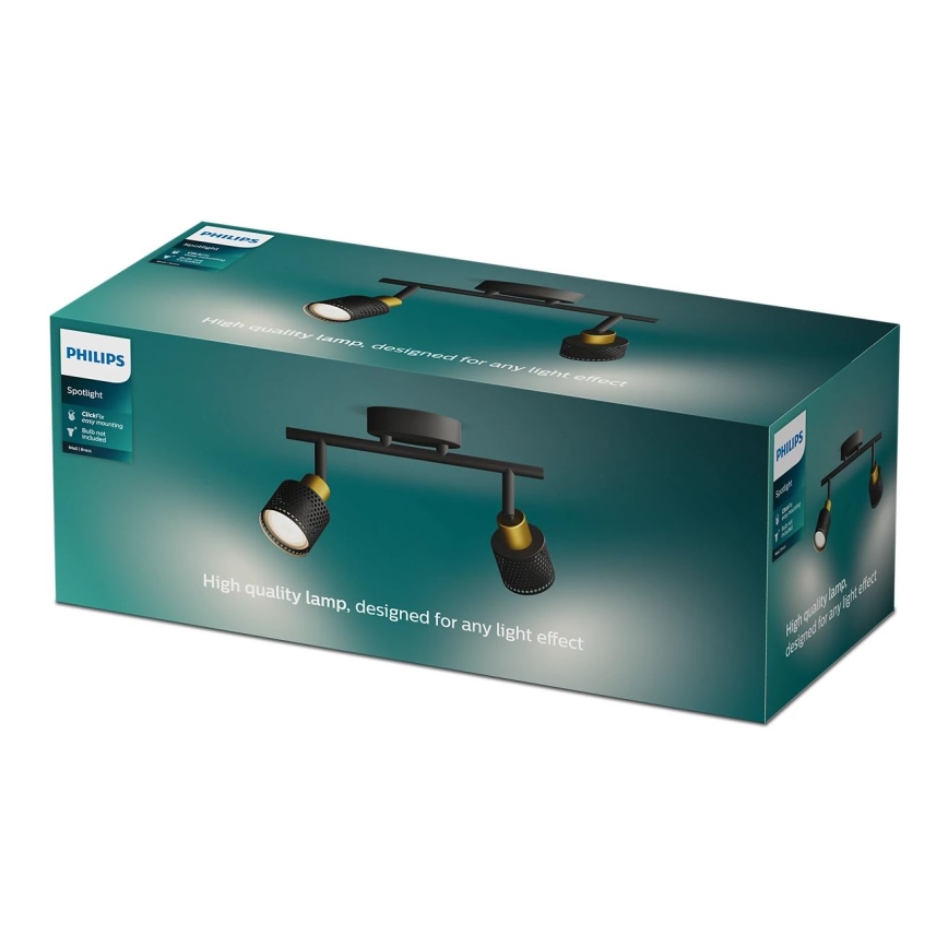 Philips - Reflektorska svjetiljka NIALL 2xGU10/5W/230V crna/mesing
