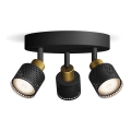 Philips - Reflektorska svjetiljka NIALL 3xGU10/5W/230V crna/mesing